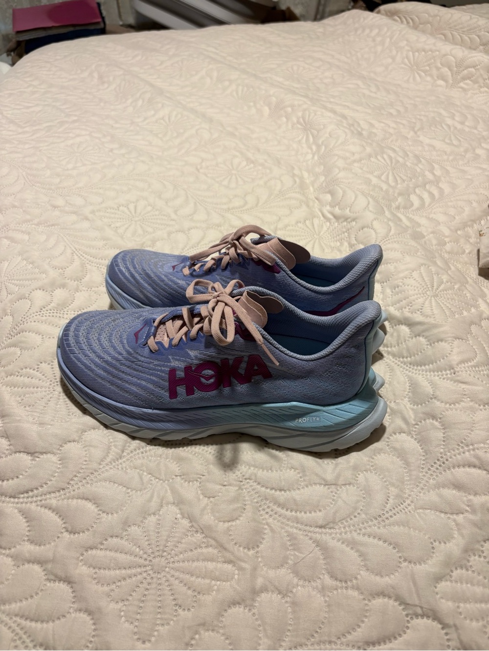 Hoka One One Lavender and Light Pink Women's Running Sneakers MACH 5